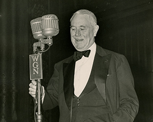 Robert R. McCormick giving an address on WGN-TV, circa 1948